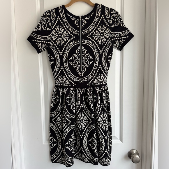 New Romeo + Juliet Couture Baroque Knit Fit Flare Dress Party Work Black Ivory M - Picture 5 of 7